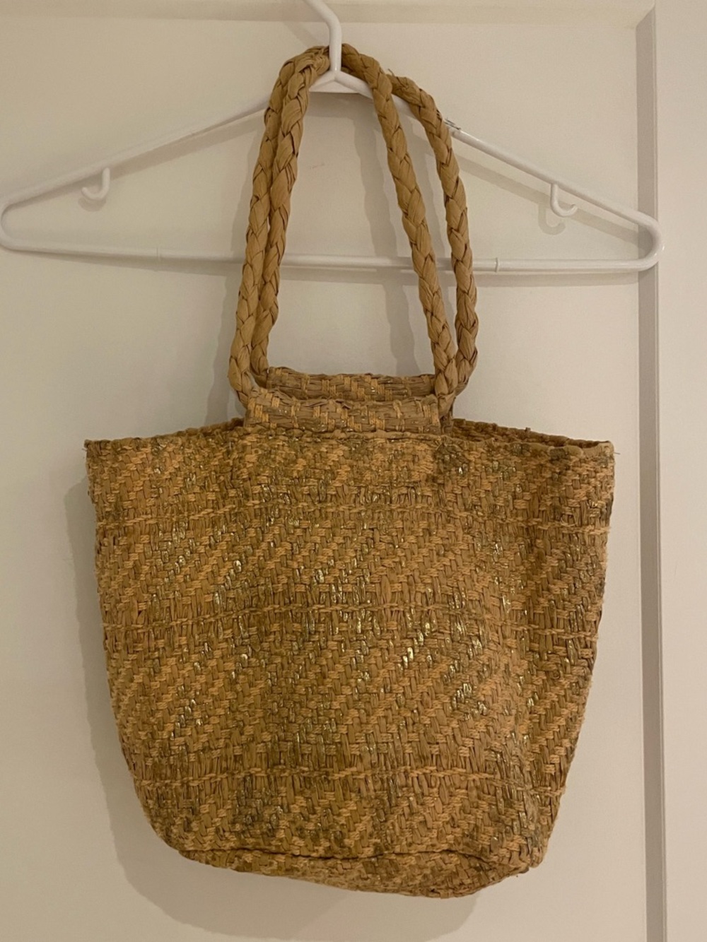 Zara - Tan/Gold Woven Straw Purse